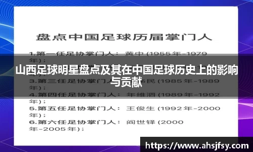 山西足球明星盘点及其在中国足球历史上的影响与贡献