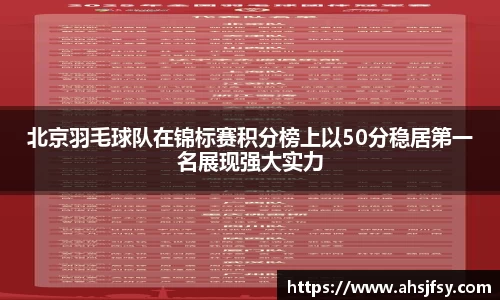 北京羽毛球队在锦标赛积分榜上以50分稳居第一名展现强大实力